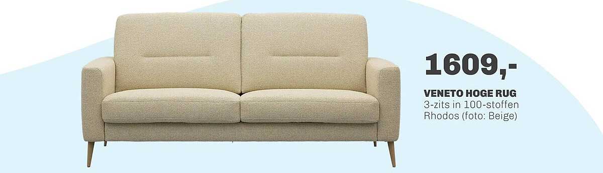VENETO HOGE RUG 3-zits in 100-stoffen Rhodos (foto: Beige)