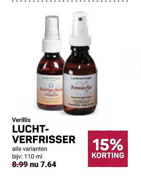 Verillis LUCHT-VERFRISSER alle varianten bijv: 110 ml 15% KORTING