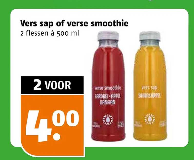 Vers sap of verse smoothie 2 flessen à 500 ml