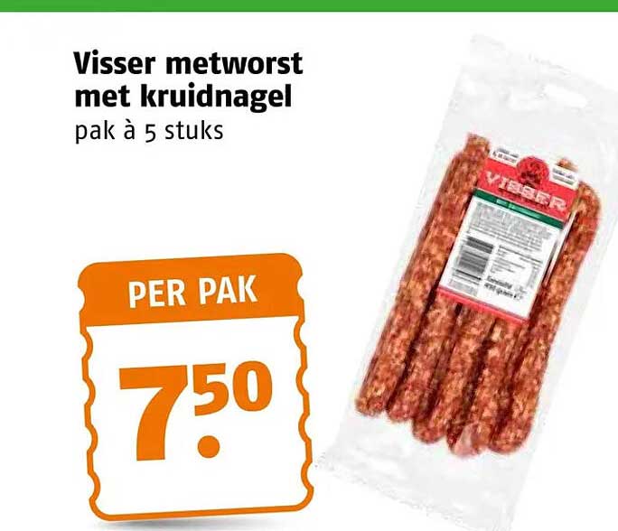 Visser metworst met kruidnagel pak à 5 stuks