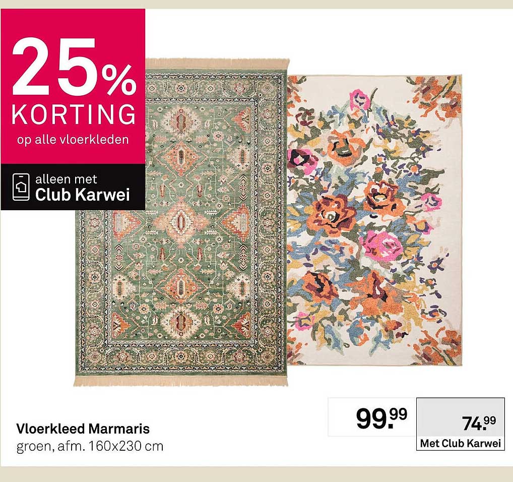 Vloerkleed Marmaris 25% KORTING op alle vloerkleden