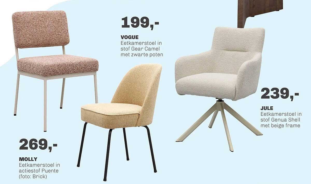 VOGUE Eetkamerstoel in stof Gear Camel met zwarte poten