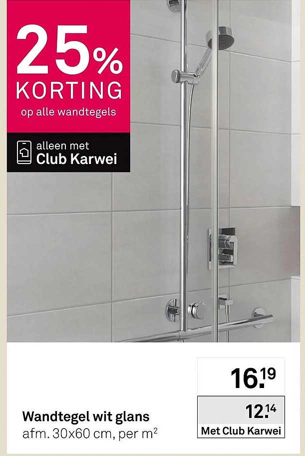Wandtegel wit glans 25% korting op alle wandtegels
