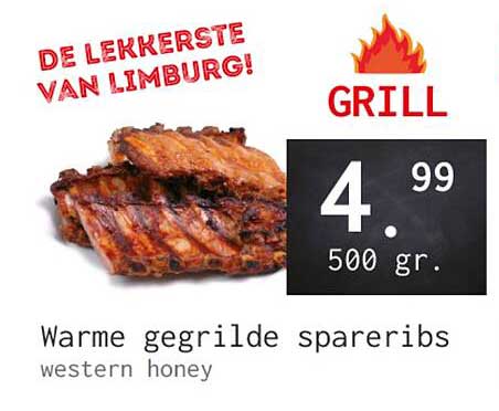 Warme gegrilde spareribs western honey