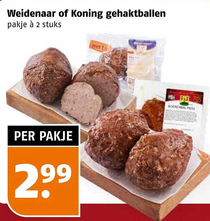 Weidenaar of Koning gehaktballen pakje à 2 stuks
