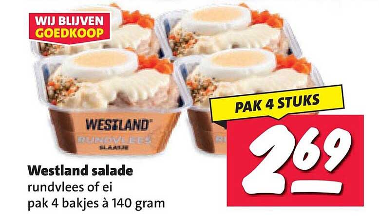 Westland salade rundvlees of ei pak 4 bakjes à 140 gram