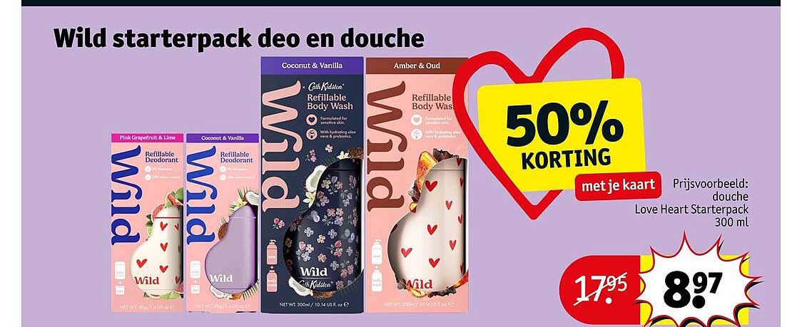 Wild starterpack deo en douche 50% KORTING met je kaart
