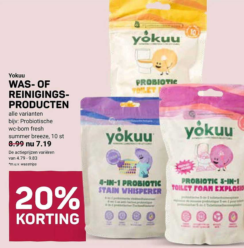Yokuu WAS- OF REINIGINGSPRODUCTEN alle varianten bijv: Probiotische wc-bom fresh summer breeze, 10 st 20% KORTING