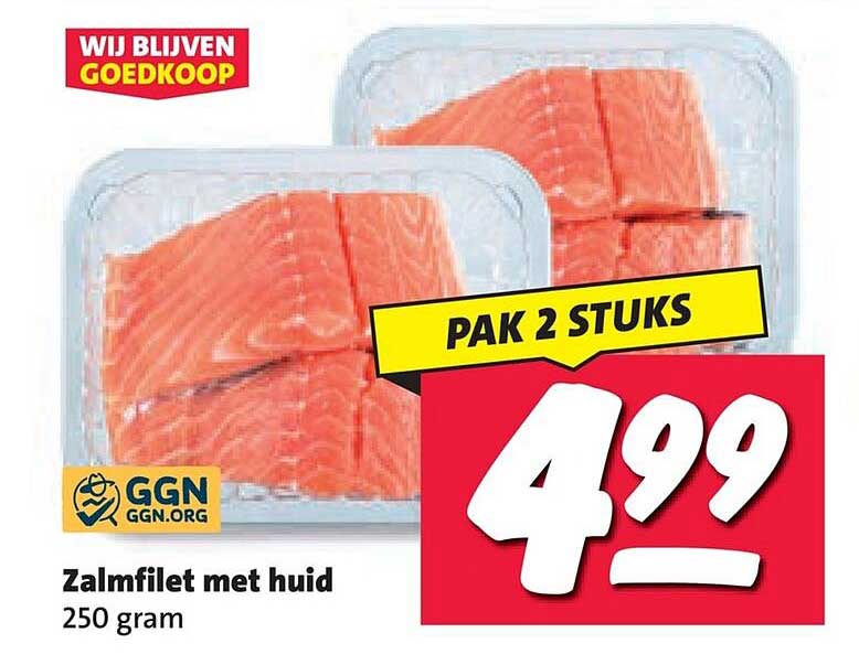Zalmfilet met huid 250 gram PAK 2 STUKS