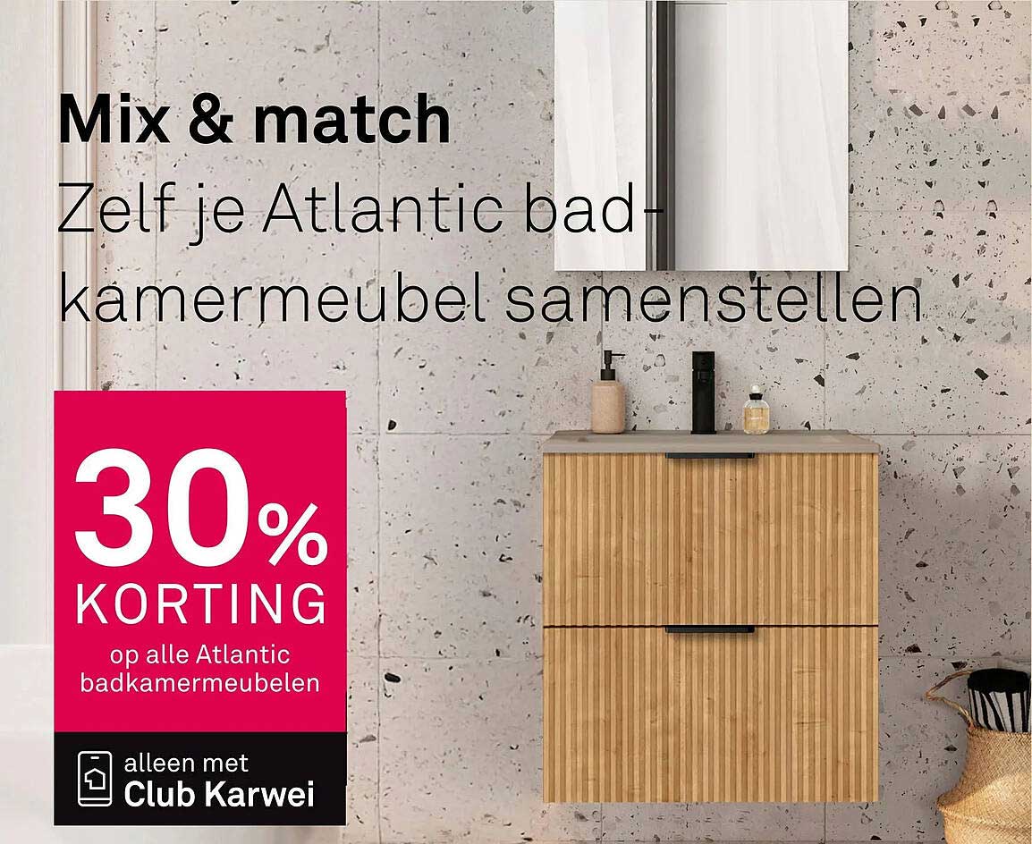 Zelf je Atlantic badkamermeubel samenstellen 30% korting