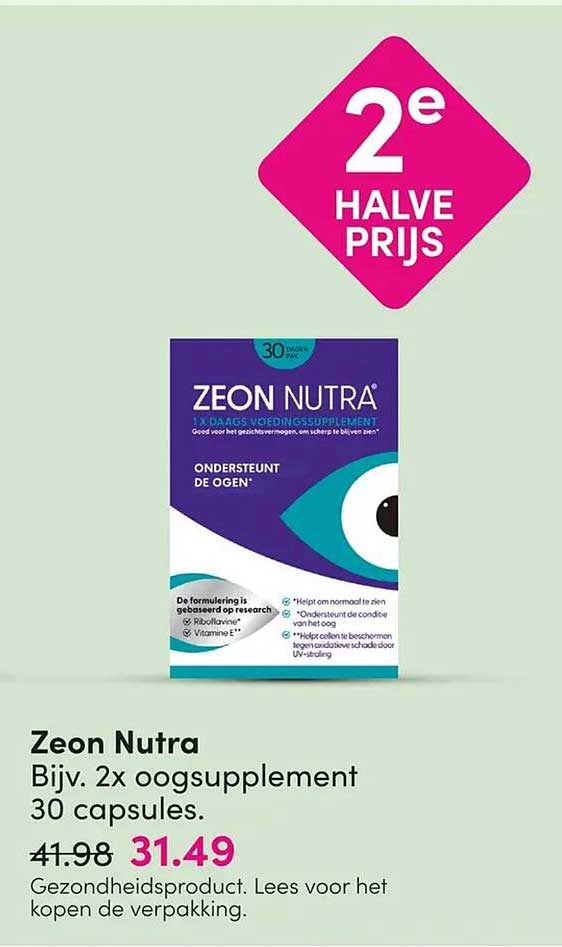 Zeon Nutra Bijv. 2x oogsupplement 30 capsules 2e halve prijs