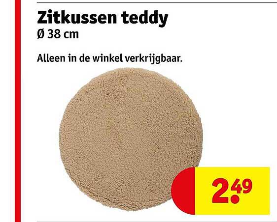 Zitkussen teddy Ø 38 cm