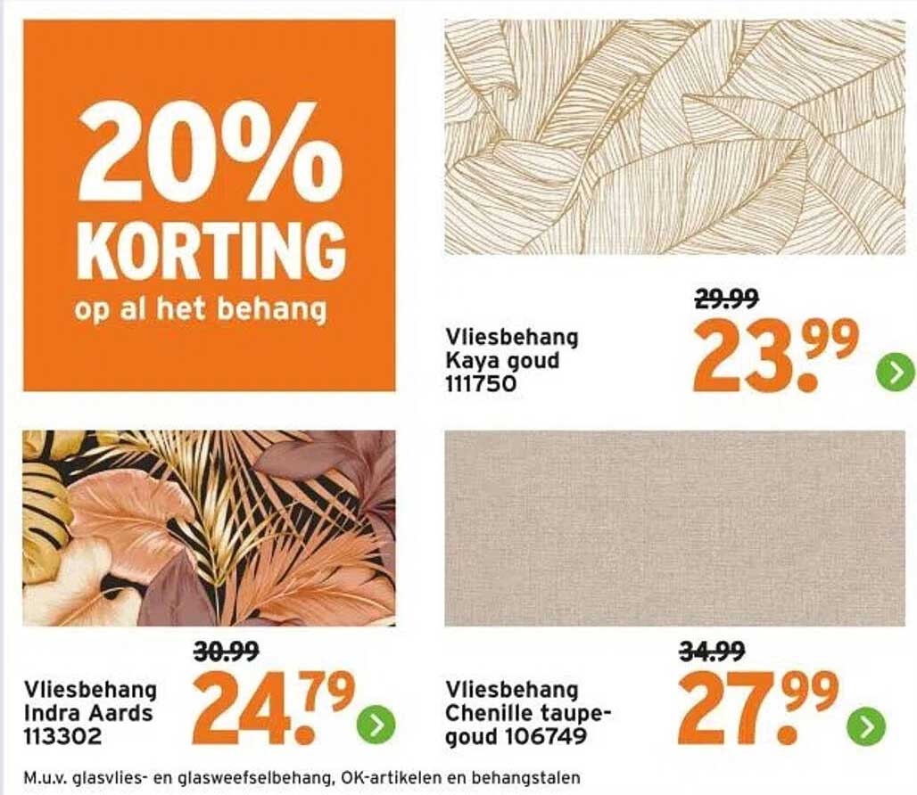 20% KORTING op al het behang