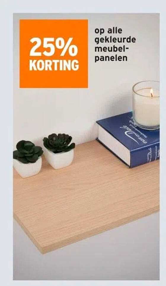 25% korting op alle gekleurde meubelpanelen