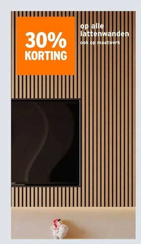 30% korting op alle lattenwanden ook op maatwerk