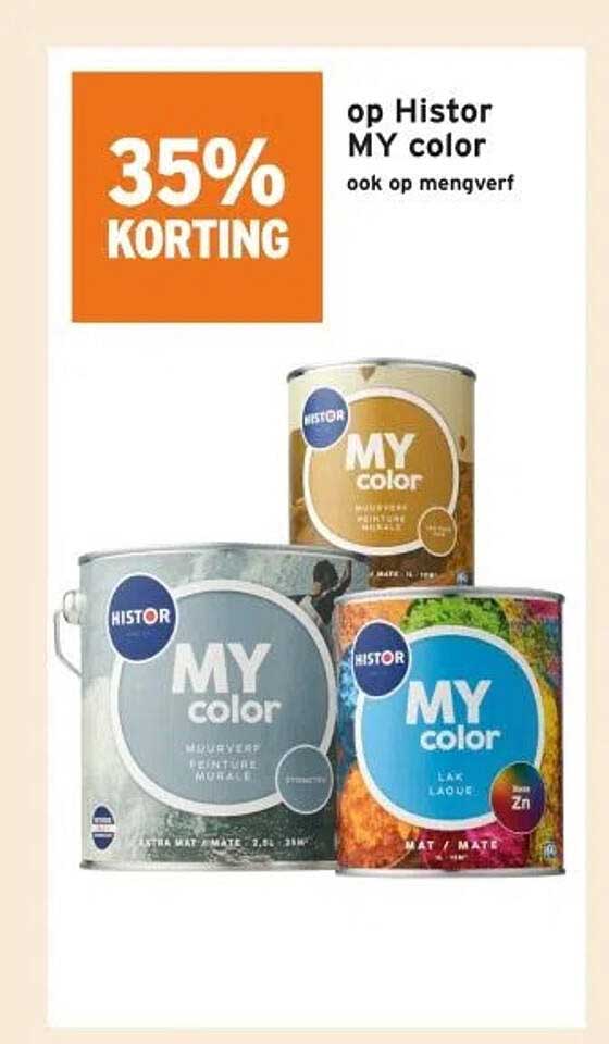 35% KORTING op Histor MY color ook op mengverf