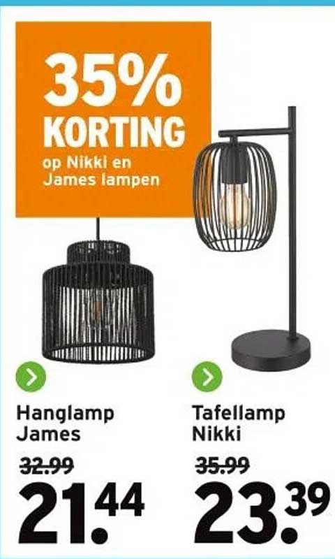 35% KORTING op Nikki en James lampen