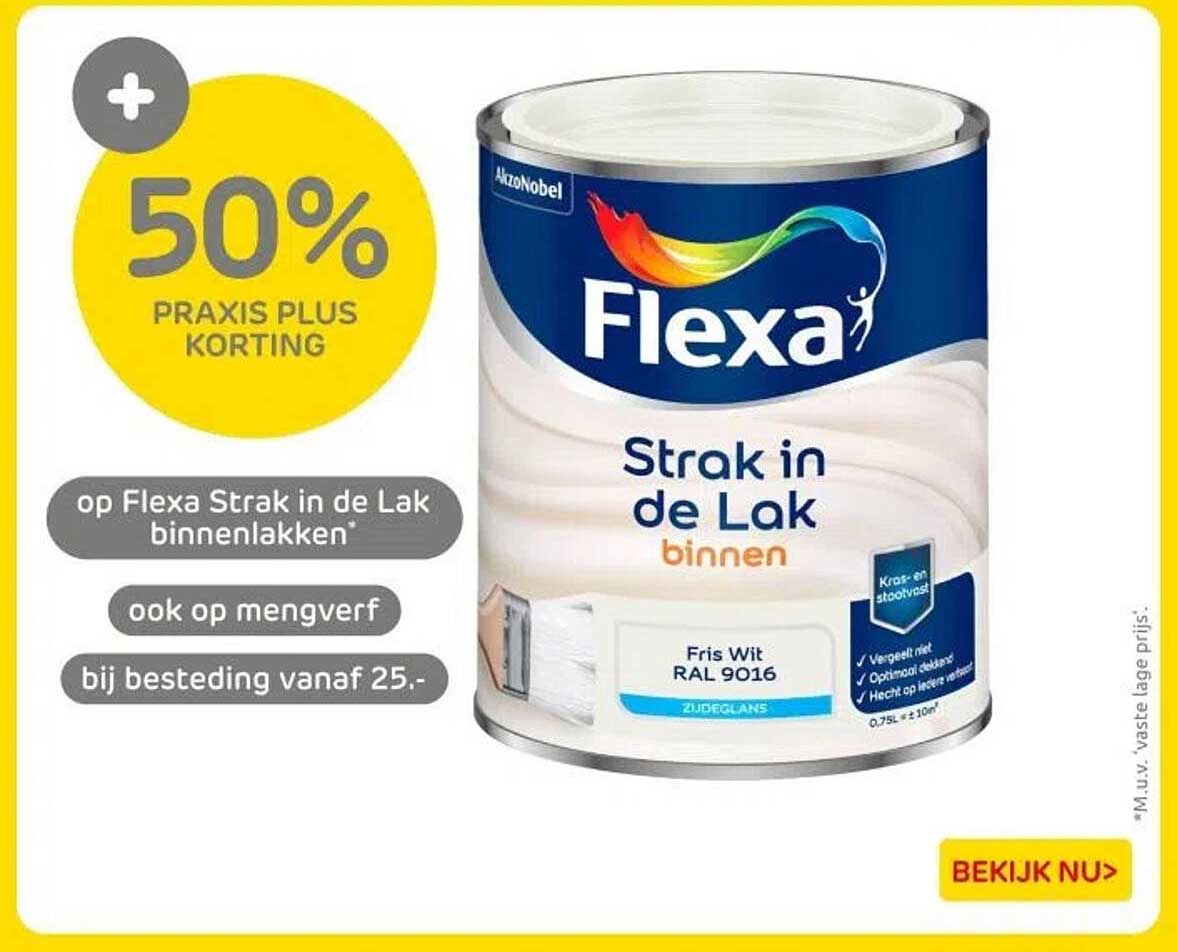 50% PRAxis Plus korting op Flexa Strak in de Lak binnenlakken