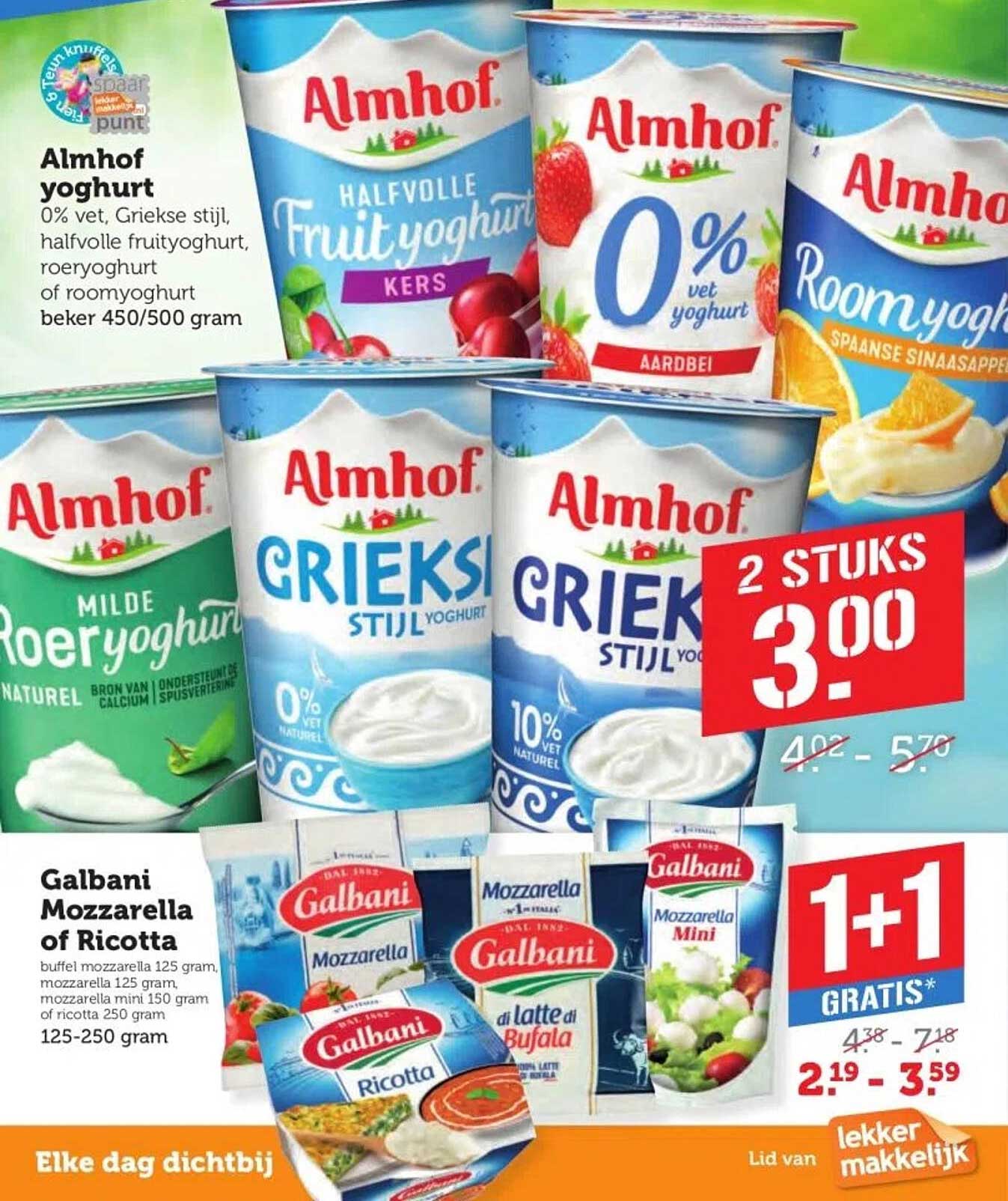 Almhof yoghurt en Galbani Mozzarella