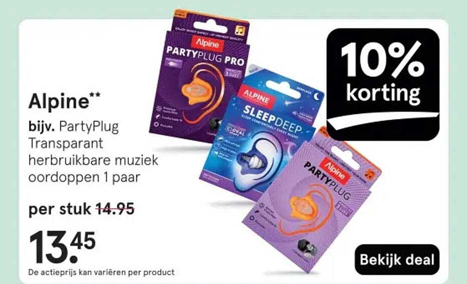 Alpine PartyPlug Transparant herbruikbare muziek oordoppen 1 paar