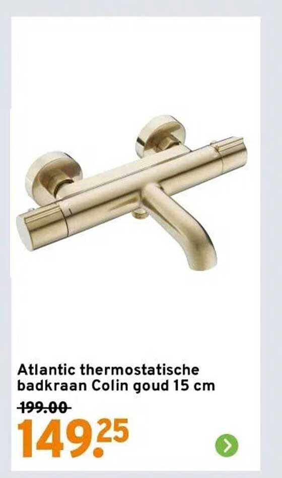 Atlantic thermostatische badkraan Colin goud 15 cm