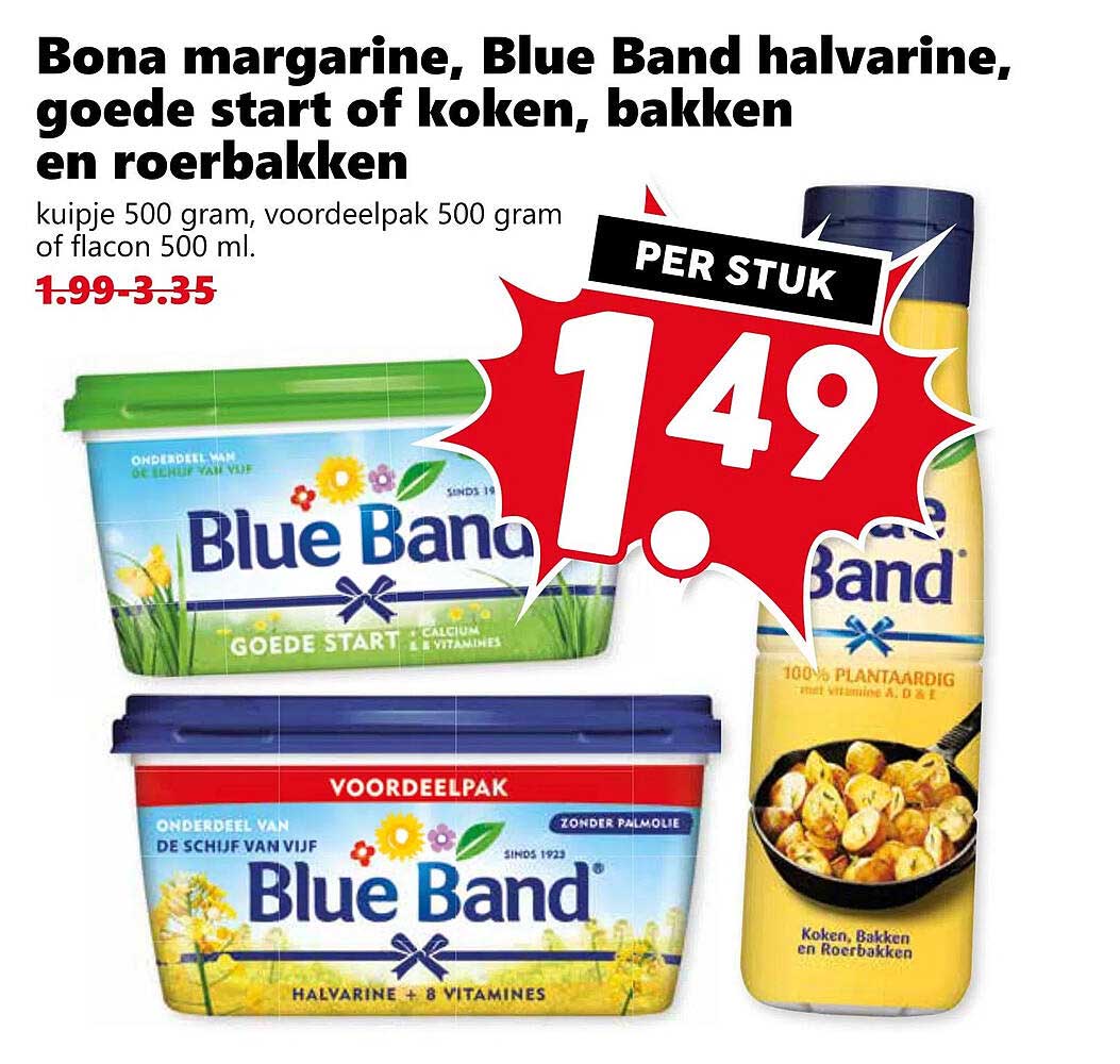 Bona margarine, Blue Band halvarine, goede start of koken, bakken en roerbakken