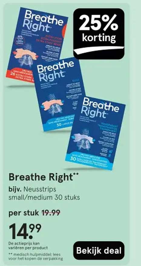 Breathe Right neusstrips small/medium 30 stuks