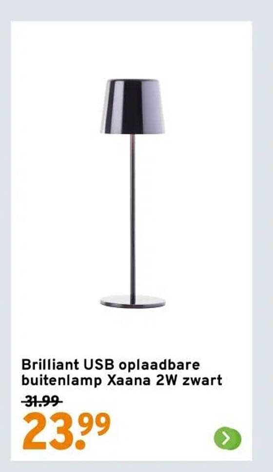 Brilliant USB oplaadbare buitenlamp Xaana 2W zwart