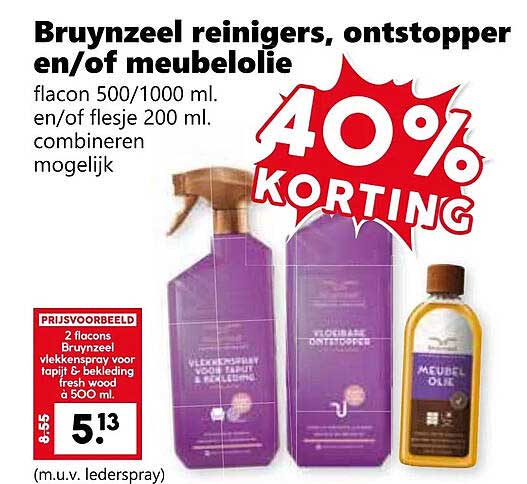 Bruynzeel reinigers, ontstopper en/of meubelolie