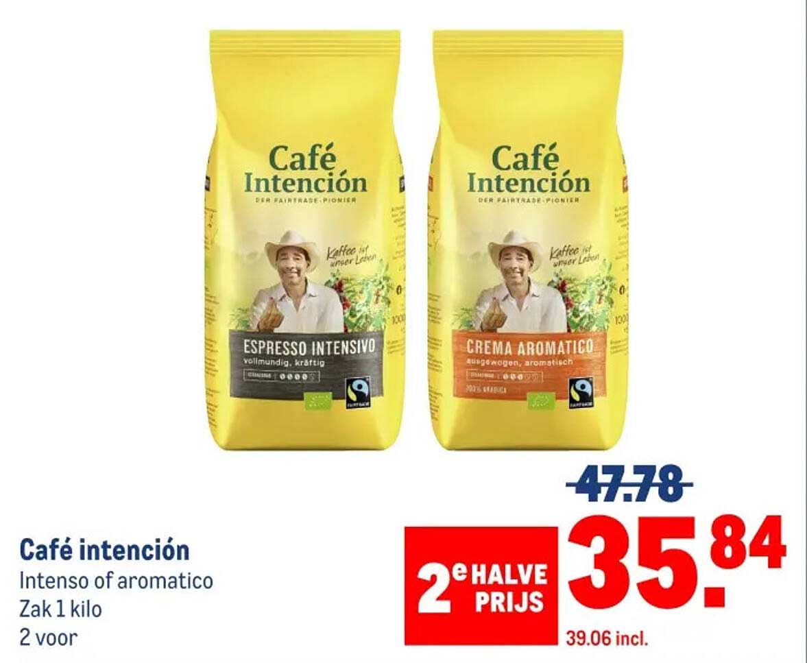 Café Intención Intenso of Aromatico Zak 1 kilo 2 voor