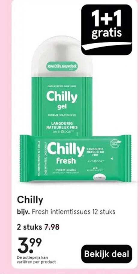 Chilly bijv. Fresh intim tissues 12 stuks