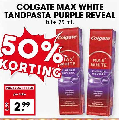 COLGATE MAX WHITE TANDPASTA PURPLE REVEAL tube 75 ml.