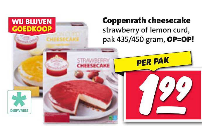 Coppenrath cheesecake strawberry of lemon curd, pak 435/450 gram, OP=OP!