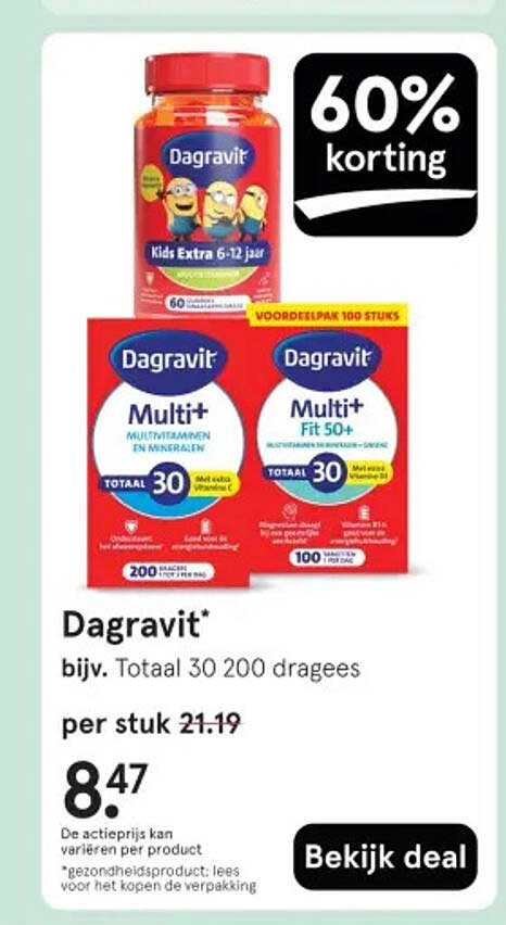 Dagavit* bijv. Totaal 30 200 dragees