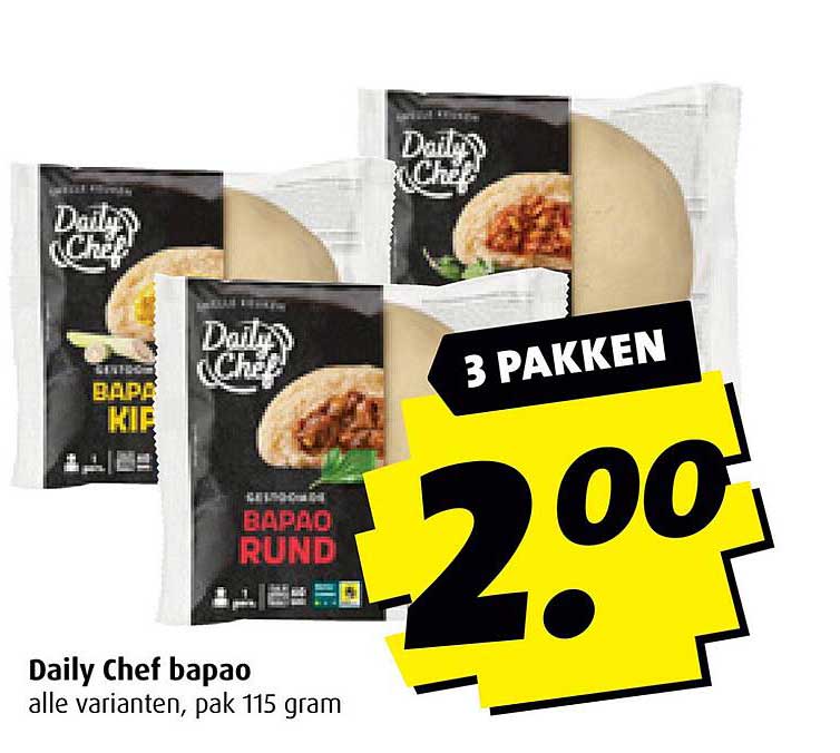 Daily Chef bapaos, alle varianten, pak 115 gram