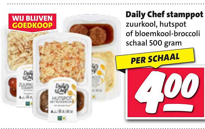 Daily Chef stamppot zuurkool, hutspot of bloemkool-broccoli schaal 500 gram