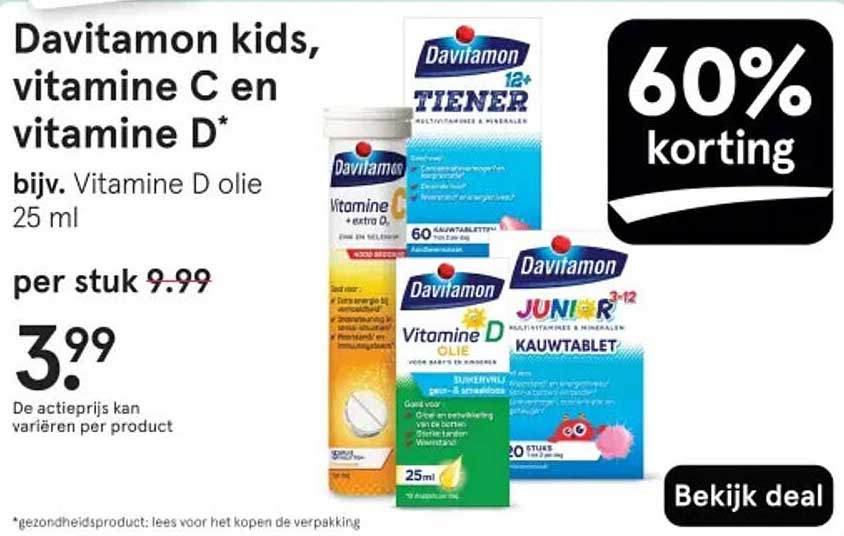Davitamon kids, vitamine C en vitamine D*