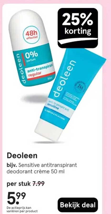 Deoleen Sensitive antitranspirant deodorant crème 50 ml