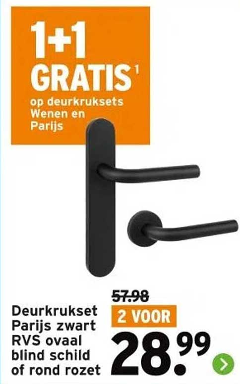 Deurkruiset Parij zwart RVS ovaal blind schild of rond rozet