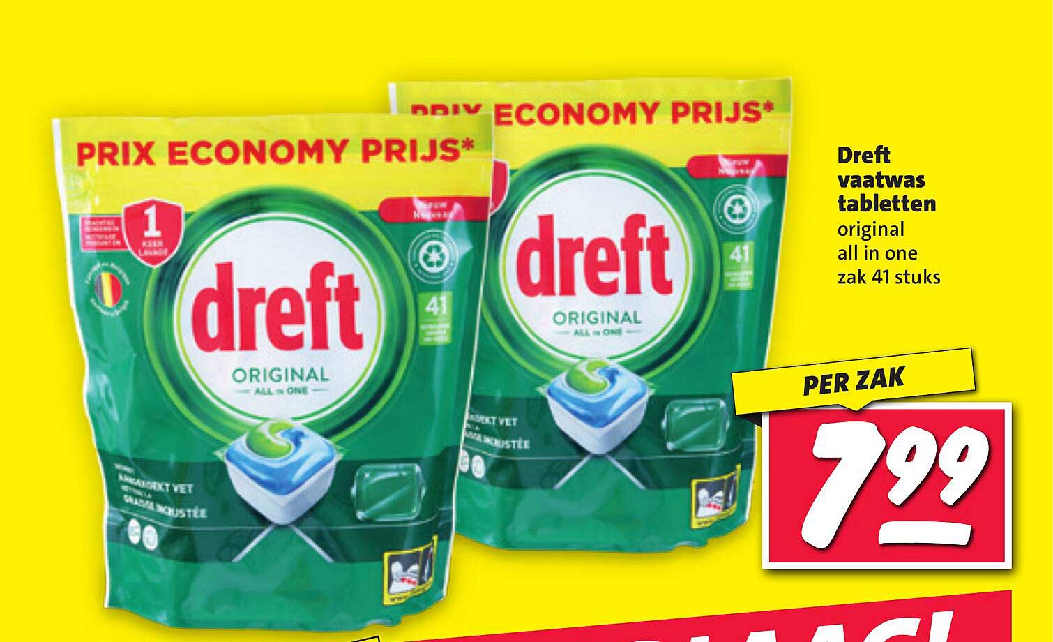 Dreft vaatwas tabletten original all in one zak 41 stuks