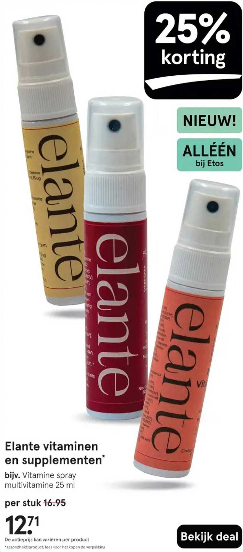 Elante vitaminen en supplementen* bijv. Vitamine spray multivitamine 25 ml