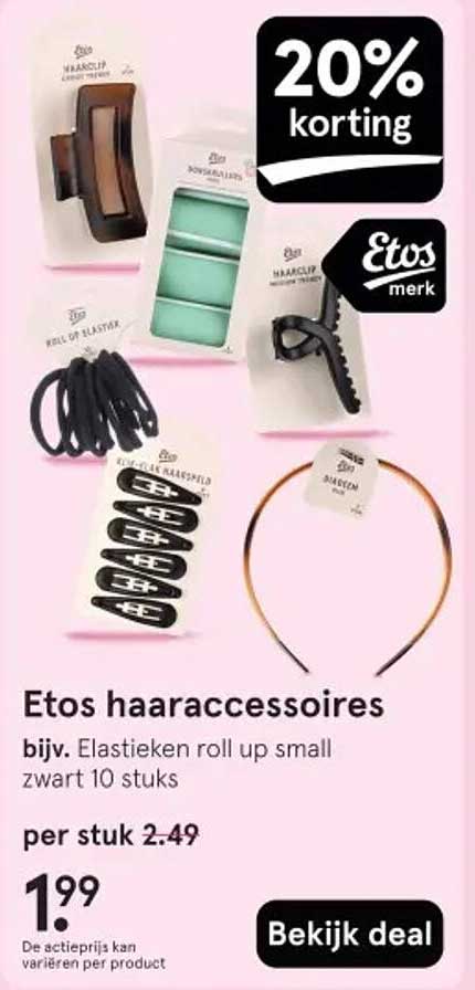 Etos haaraccessoires bijv. Elastieken roll up small zwart 10 stuks