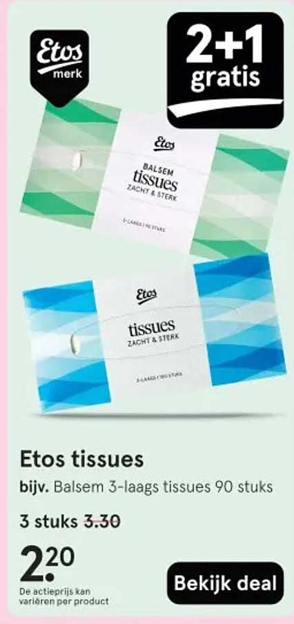 Etos tissues bijv. Balsem 3-laags tissues 90 stuks