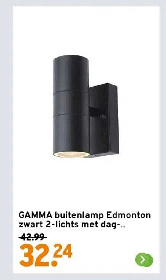 GAMMA buitenlamp Edmonton zwart 2-lichts met dag-