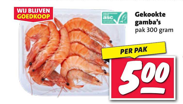 Gekookte gamba's pak 300 gram