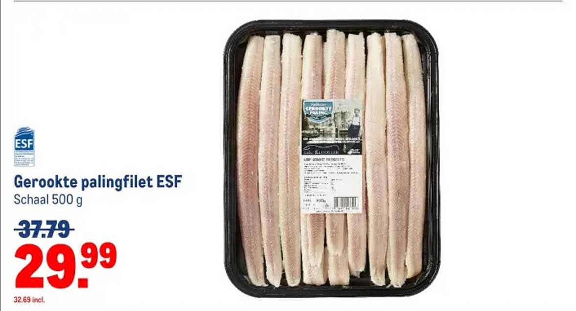 Gerookte palingfilet ESF Schaal 500 g