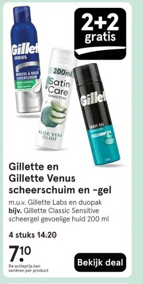 Gillette en Gillette Venus scheerschuim en -gel m.u.v. Gillette Labs en duopak bijv. Gillette Classic Sensitive scheergel gevoelige huid 200 ml
