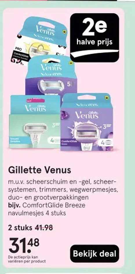 Gillette Venus m.u.v. scheerschuim en -gel, scheersystemen, trimmers, wegwerpmesjes, duo- en grootverpakkingen