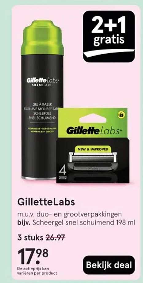 GilletteLabs m.u.v. duo- en grootverpakkingen bijv. Scheergel snel schuimend 198 ml 3 stuks 26.97