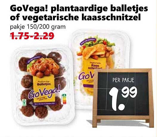 GoVeGa! plantaardige balletjes of vegetarische kaasschnitzel